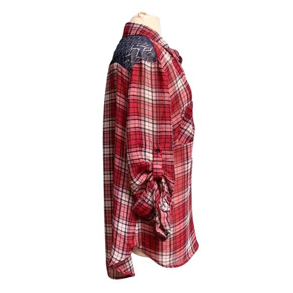 Plaid Sheer Button Down - Picture 5 of 7